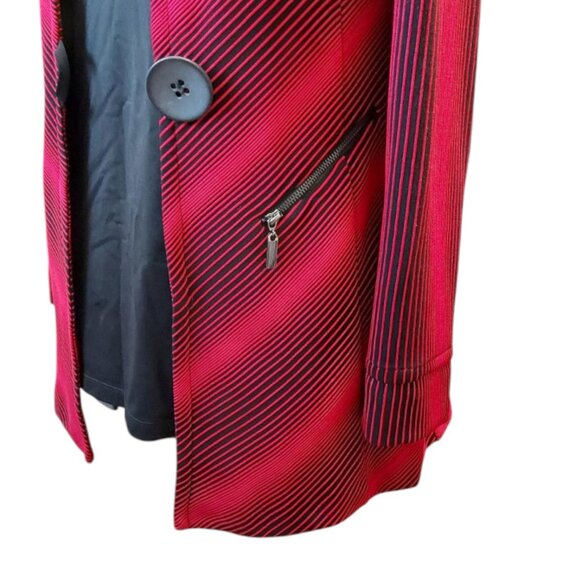 Joseph Ribkoff Black & Red Striped Jacket/Coat Sz 10 - Picture 7 of 9